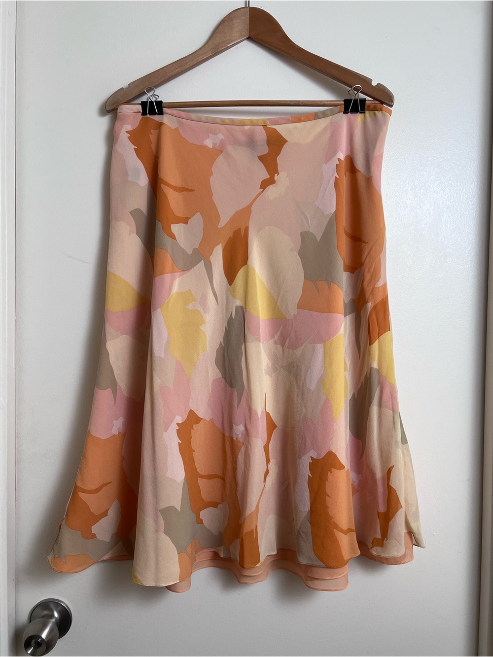Linda Allard Ellen Tracy 100% Silk Floral A-Line Midi Skirt Size 16